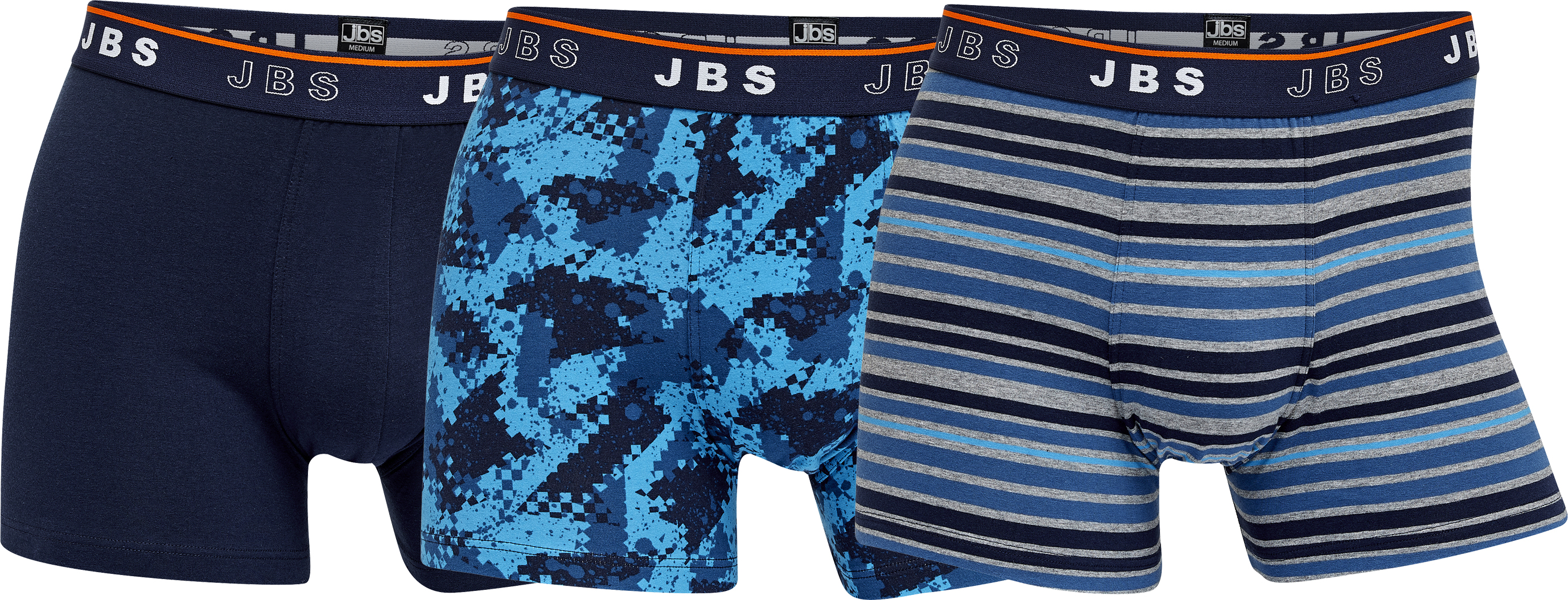 Navy, lyseblå, blå og grå